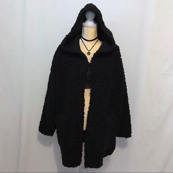 BP NWOT Open Front Sherpa Hooded Cardigan Women S/M - Picture 2 of 12